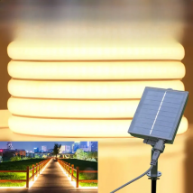 DC 24V COB Solar Neon Light Strips Flexible Lights Waterproof IP67 Warm White 1m 2m 3m 4m 5m LED Strip For Garden Decoration