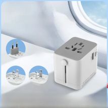 GONEO Safety Universal Travel Adapter with 1USB-C 1USB-A 2AC All in One Worldwide Plug EU US UK AUS CN JP Standard Adaptor