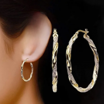 Classic Round Inlaid White Zircon Hoop Earrings Trendy Jewelry 2022 Exquisite Two Tone Metal Wedding Earrings for Women
