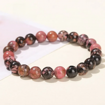 JD Natural Stone Black Line Red Rhodochrosite Beads Bracelet Women Charms Yoga Meditation Amulet Strand Bangles Vintage Jewelry