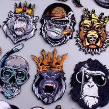 Orangutan/Punk Patch Iron On Patches For Clothes Skull/Motorcycle Patch Military/Embroidered Patches For Clothing Sticker Stripe