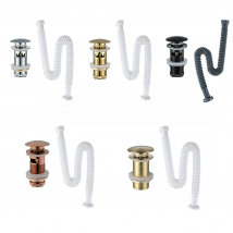 Basin Bottle Trap Brass Bathroom Sink Siphon Drains With/Without Pop Up Drain Black P-TRAP Telescopic Pipe Waste，Rose Gold.