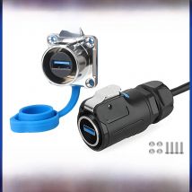 CNLINKO M24 Waterproof IP68 USB 3.0 Connector Data Transfer Adapter Female Socket Male Plug with 0.5m/1m/2m/3m Extension Cable