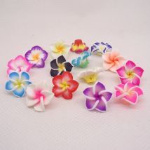 15pcs/lots 20mm Polymer Clay Plumeria Frangipan Flower Beads Diy Bracelets Necklace Fashion Hair Jewelry Handmade Accessories