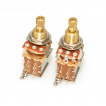 2Pcs Brass Split Shaft Bass Guitar Push Push Potentiometer Switch Toggle Control Pots A250K / B250K / A500K / B500K Guitar Parts