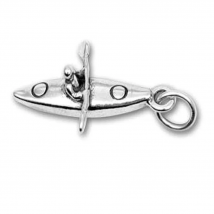 Antique Silver Plated Metal jewelry Making Accessory Kayak Charm for Rowboat Kayaker Gifts