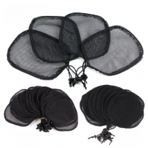 Nunify 5Pcs/Lot Drawstring Ponytail Net Black Color Hair Net For Making Ponytail Afro Puff Bun Net Weaving Cap Wig Making Tool