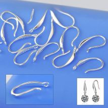 Wholesale 50PCS Fashion Jewelry Findings Genuine 925 Sterling Silver Earrings For Women Smooth Hook Ear For Design DIY