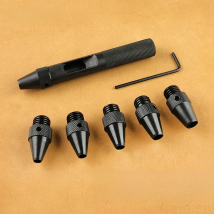 OWDEN 6 in 1 Replaceable Leather Hole Punch Set 4.8/5.0/5.5/6.4/6.8/7.8mm Belt Puncher Round Punching Leather Tools for Punching