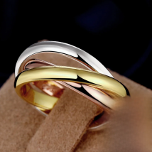 Best Gift! 925 Sterling Silver Ring,lover's Engagemet Jewelry,Three Color Circles Women&Men Gift Couple's Wedding Finger Rings