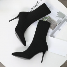 Sexy Sock Boots Knitting Stretch Boots High Heels for Women Fashion Shoes 2024 Spring Autumn Ankle Boots Female Size 42