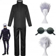 110-3XL Black / Blue Gojo Satoru Cosplay Costume Eye Patch Wigs Glasses Anime Halloween Party Unisex Uniforms