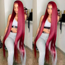 250% 30 36 Inch Burgundy 13x6 Hd Lace Frontal Human Hair Wig Wear & Go Glueless Silky Bone Straight 99J Colored Lace Front Wigs