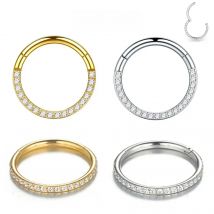 5Pcs/lot 316L Stainless Steel Hinged Segment Hoop CZ Nose Ring Septum Clicker Ear Cartilage Tragus Helix Lip Earring Piercing
