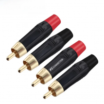 2PCS RCA Audio And Video Plug Connector RCA Male Lotus Jack Black Plating Electrophoresis With Gold Plated Head