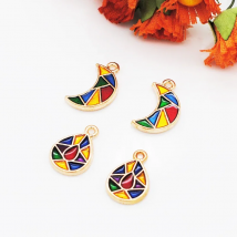 30pcs/lot New Arrival Splicing Colorful Mosaic Moon Water Drop Shape Enamel Alloy Jewelry Bracelet Earring Charms Accessories