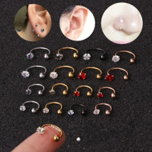 2Pcs 20G 6-10mm Stainless Steel Nose Helix Stud Earring Conch Rook Daith Lobe Ear Piercing Jewelry Cz Hoop Tragus Cartilage