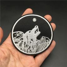 Wolf Patches for Clothing Stripe Appliques Black Embroidery Punk Badges Sewing Clothes Stickers Iron on Patches Decoration