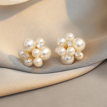 Elegant Romantic Unique Flower Pearl Stud Earrings For Woman Korean Fashion Jewelry Party Girl's Lady Temperament Accessories
