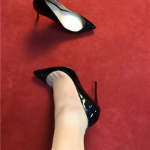 Super exposed cleavage sexy stiletto pointed toe 8cm 10cm 12cm high heels spring summer handmade cozy women pumps QKOU017