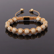 New Design Men Jewelry CZ Micro Pave Ball Handmade Braided Beads Macrame Friendship Bracelets Male