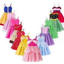 2025 New Princess Dress For Girls Moanna White Snow Anna Barbi Bell Slings Casual Dresses Carnival Party Kids Costume 2-10yrs