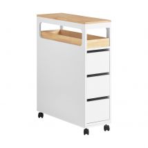 SoBuy BZR54 niche rack con 3 cajones y 1 bandeja extraíble estante de cocina con estante para carrito de baño enrollable