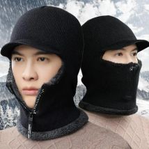 Winter Men Outdoor Ear Protection Warm Thick Plush Wool Hat Women Soft One Piece Hat Scarf  Female Fashion Prevent Cold Wind Hat