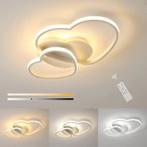 Luz de techo LED regulable, lámpara de techo de corazón de 64W 3000K/4500K/6500K, lámpara blanca con control remoto para habitación de niños