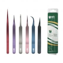 Stainless Steel Color-Plated Tweezers Straight and Curved Tweezers for Mobile Phone Tablet PC Picking Repair Tools