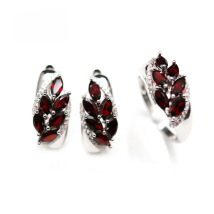 100% Natural 6ct Mozambique garnet jewelry set 925 sterling silver gemstone earring Ring for women mom wife nice gift bolai