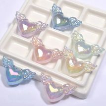 Mult Color Cute Heart Wing Beads Bracelet Spacer Acrylic Pearlescent Lovely Charms Necklace Departments DIY Jewelry Accessories