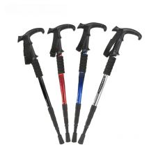 Outdoor Folding Trekkings Pole 4-Section Portable Walking Hiking Telescopic Stick Lightweight Camping Climbing Trekking Stick