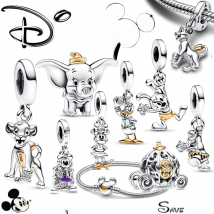 Disney 100 Anniversary Mickey Minnie Dumbo 100% 925 Sterling SILVER Charm Beads Dangle Charm fit