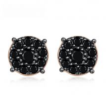 JINSE Hip Hop Geometric Iced Out Black Clear CZ Stud Earring for Men Cubic Zirconia Trend Couples Personality Fashion Jewelry