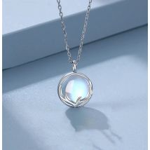 CIAXY Silver Color Moonstone Pendant Necklaces for Women Temperament Deer Antlers Clavicle Chain Luxury Jewelry collares