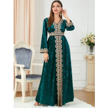 Dubai Velvet Muslim Dress Women Kimono Jubah Long Robe Abaya Hijab Dresses Islamic Clothing Turkey