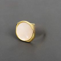 LIVVY 2021 Trend Silver Color European Inlaid With Silver And Gold Jewelry Ring Retro Fashion Tide Flow Open Ring