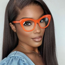 Transparent Cat Eye Glasses Frame Unique Oversized Personality Fashion Eyeglasses Orange Decorative Glasses Big Female Eyewear