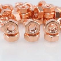 T2 Pure Copper Hexagon Nut Washer Locking Screw Cap Bolt M3 M4 M5 M6 M8 M10- M20 High Temperature Conductive Conduction Hex Nuts