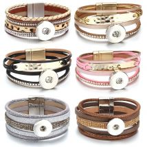 New 18mm Snap Button Jewelry Leather Snap Bracelet Handmade Punk Leather Bracelet Bangle DIY Snaps Jewelry Making
