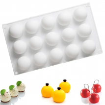 15-Cavity Silicone Mousse Cake Molds Hemisphere Mold Dessert Molds for Chocolate Candy Pastry Sphere Ball Baking Cake Decoration