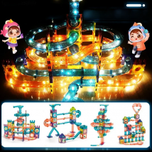 LED Magnetic Blocks Track Building Brick Bead Ball Children Toys Construction Competition Running Pipeline Building Blocks