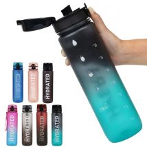 1pc 1000ml large capacity transparent plastic water bottle with cap and handle, multiple colors available, suitable for outdoor,