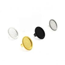 Fit 18x25mm Oval Cabochons Pattern Glass Ring Metal Alloy Blank Setting Bezel Blank Base For DIY Accessories Making 10pcs K04636