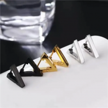 POPMAX gold color hoop earrings Stainless steel small hoop earrings Geometric triangle rectangle earrings wholesale