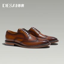 DESAI echtes Leder Business formelle Derby-Schuhe dicke Sohlen höhenvergrößernde Freizeitschuhe