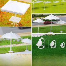 5pcs Miniature Garden Parasol Umbrella 1/50 1/75 1/100 1/150 1/200 scale Railway Model Train Accessories for Diorama Scenery