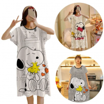 Snoopy Women Nightgown Summer Oversized Loose Sleep Dress Girl O Neck Sleepwear Pajamas Girl