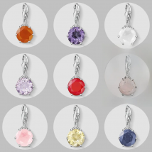 Birth Stone Colorful Crystal Charm Pendant,2019 Summer New Trendy Fashion Jewelry 925 Sterling Silver Birthday Gift
